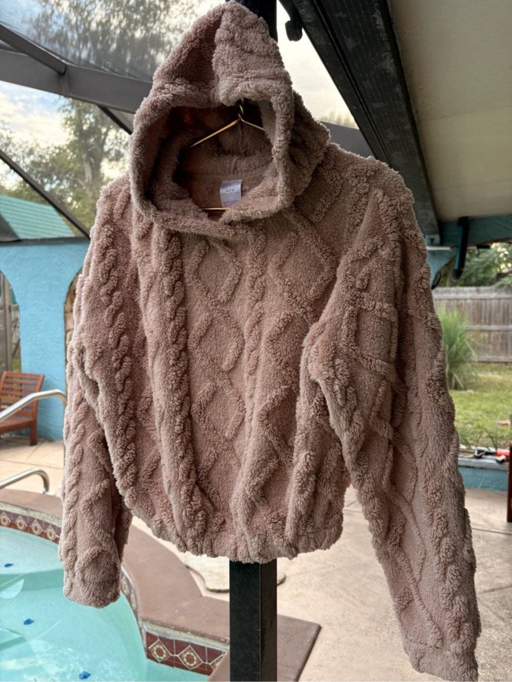 No Boundaries Sherpa Hooded Jacket in Tan Size M (7-9)